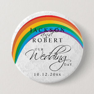 Rainbow Gay - Our Wedding Day Button