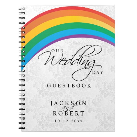 Rainbow Gay Our Wedding Day Guestbook Notebook
