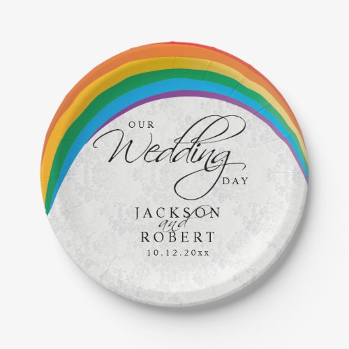 Rainbow Gay _ Our Wedding Day Paper Plates