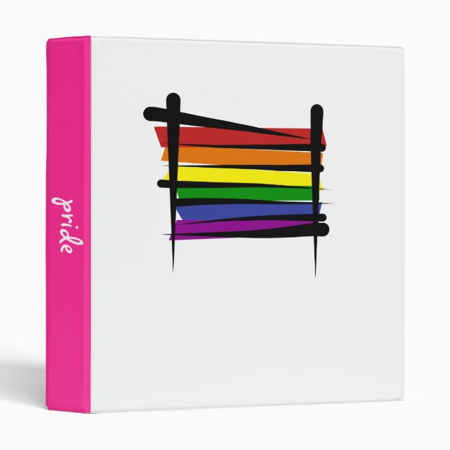 Rainbow Gay Pride Brush Flag 3 Ring Binder (Front/Spine)