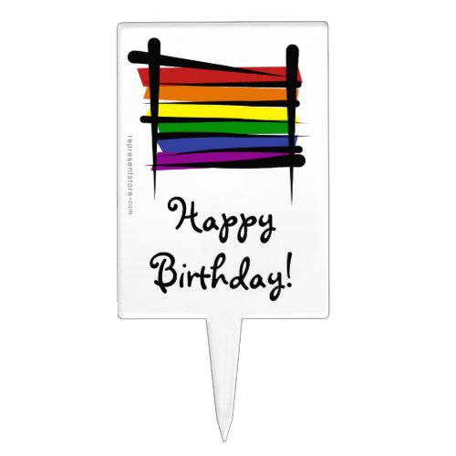 Rainbow Gay Pride Brush Flag Cake Topper