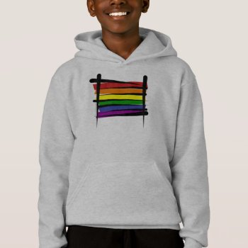 Rainbow Gay Pride Brush Flag Hoodie by representshop at Zazzle