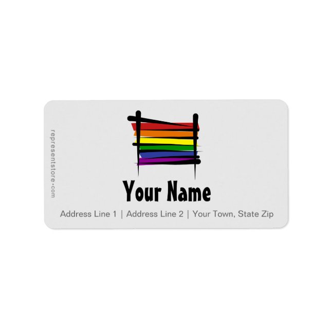 Rainbow Gay Pride Brush Flag Label (Front)