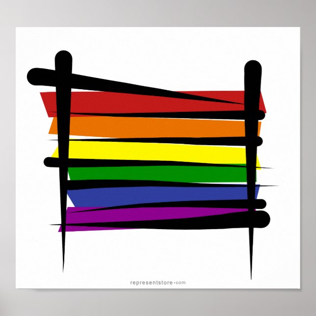 Rainbow Gay Pride Brush Flag Poster (Front)