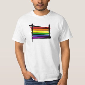 Rainbow Gay Pride Brush Flag T-shirt by representshop at Zazzle