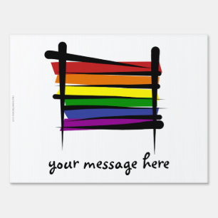 Rainbow Gay Pride Brush Flag Yard Sign