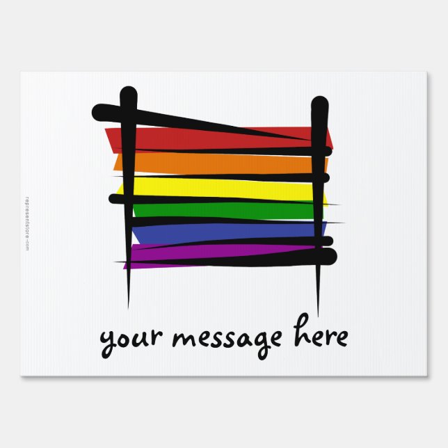 Rainbow Gay Pride Brush Flag Yard Sign (Front)