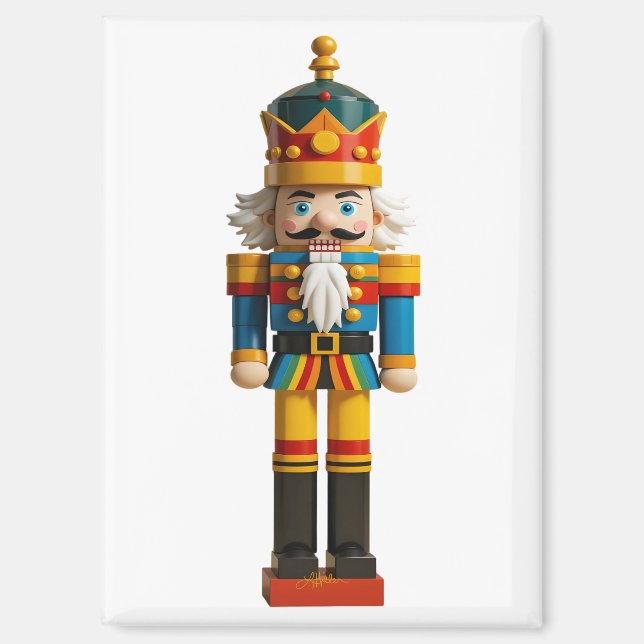 Rainbow Gay Pride Christmas Nutcracker Toy Magnet (Front)