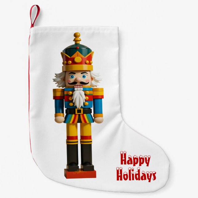 Rainbow Gay Pride Christmas Nutcracker Toy Small Christmas Stocking (Front)