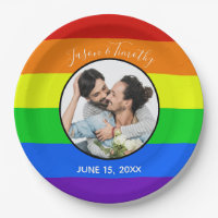 Rainbow Gay Pride Custom Couple Photo Bold Wedding