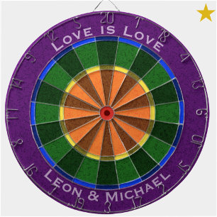 Rainbow Gay Pride Custom Name Phrase  Dart Board