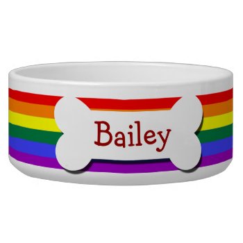 Rainbow Gay Pride Dog Bone Bowl by Neurotic_Designs at Zazzle