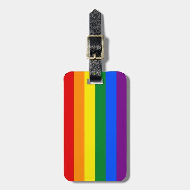 Rainbow Gay Pride Flag Luggage Tag (Front Vertical)