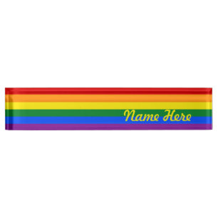 Rainbow Gay Pride Flag Name Plate