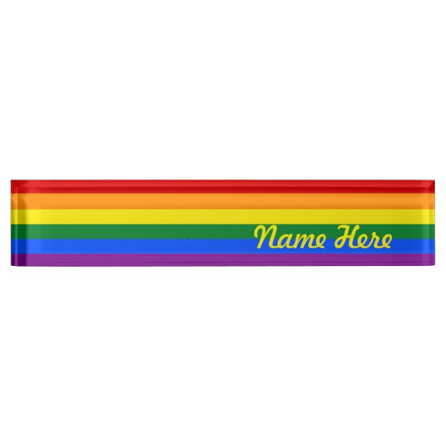 Rainbow Gay Pride Flag Name Plate (Front)