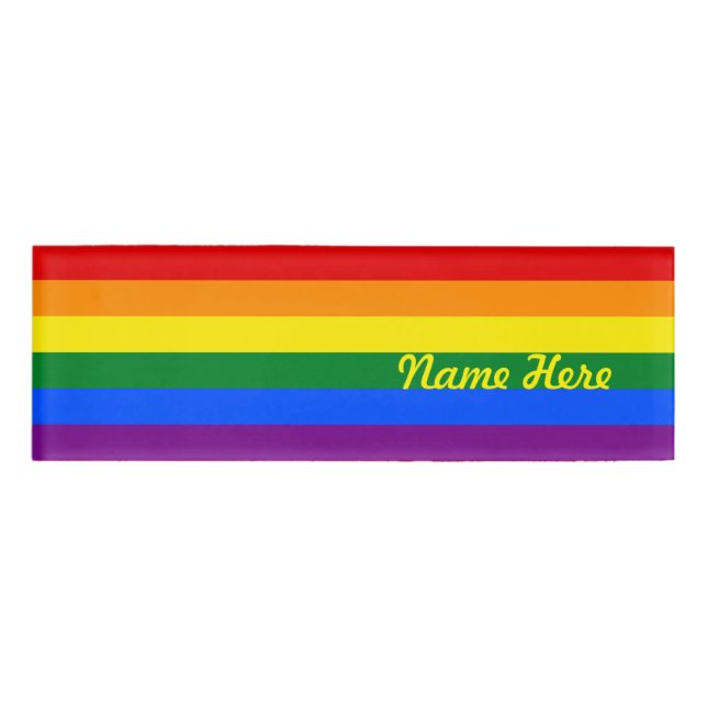 Rainbow Gay Pride Flag Name Tag (Front)