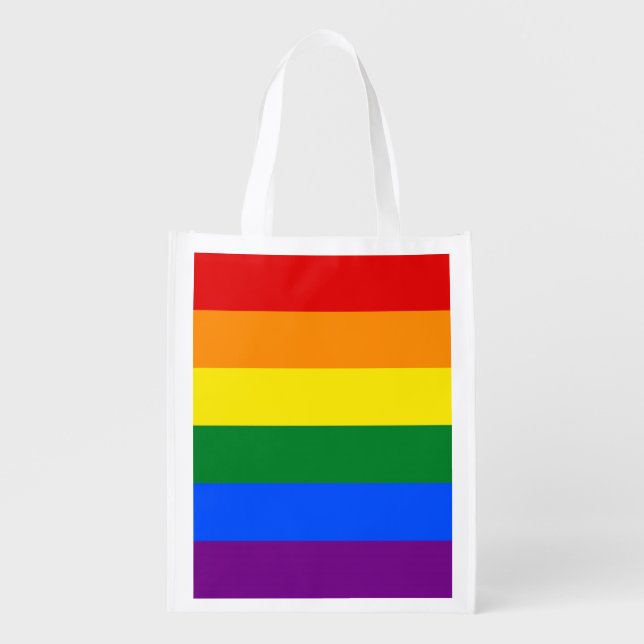 Rainbow Gay Pride Flag Reusable Grocery Bag (Front)