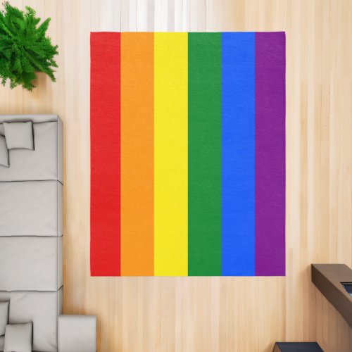 Rainbow Gay Pride Flag Rug _ Colorful Stripes