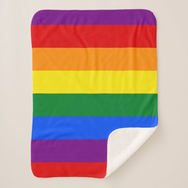 Rainbow Gay Pride Flag Sherpa Blanket (Front)