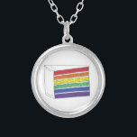 Rainbow Gay Pride Layer Cake Slice Necklace<br><div class="desc">Necklace features an original marker illustration of a rainbow-striped layer cake slice with frosting on top. Perfect for celebrating Pride!</div>