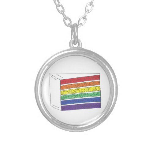 Rainbow Gay Pride Layer Cake Slice Necklace