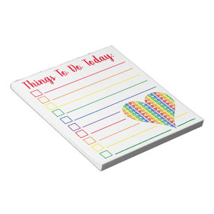 Rainbow Gay Pride LGBT Heart Love To Do List Notepad