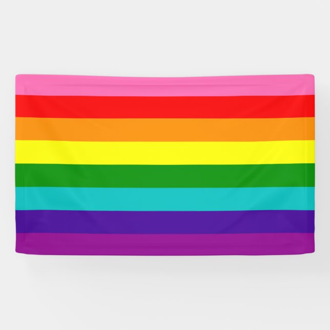 Rainbow Gay Pride LGBT Original 8 Stripes Flag Banner (Horizontal)