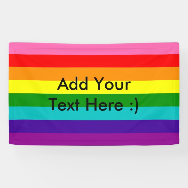 Rainbow Gay Pride LGBT Original 8 Stripes Flag Banner (Horizontal)