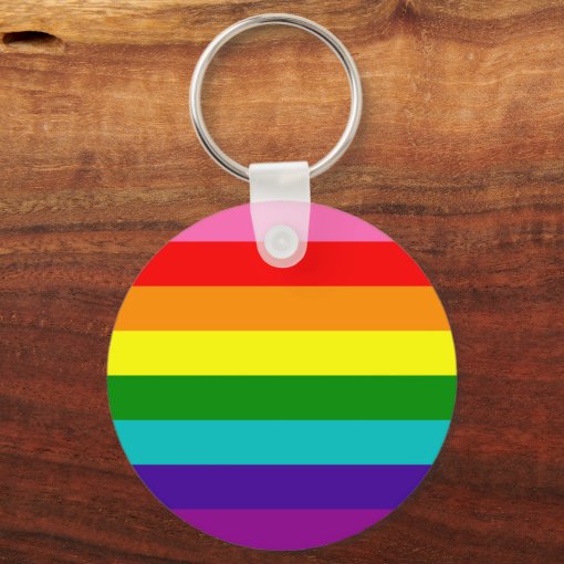 Rainbow Gay Pride Lgbt Original 8 Stripes Flag Keychain Zazzle