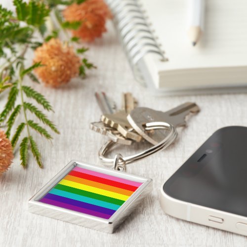 Rainbow Gay Pride LGBT Original 8 Stripes Flag Keychain