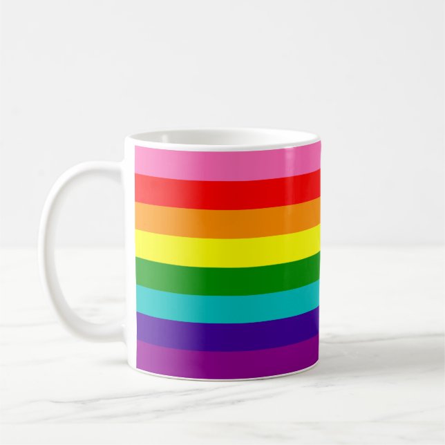 Rainbow Gay Pride LGBT Original 8 Stripes Flag Mug (Left)