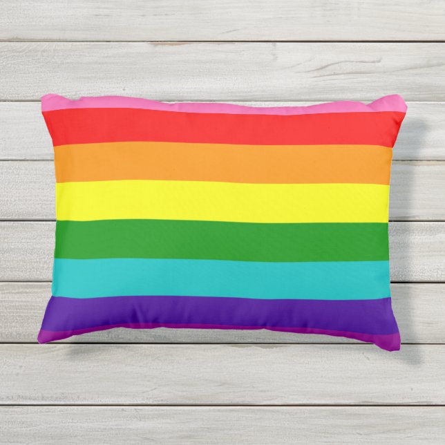 Rainbow Gay Pride LGBT Original 8 Stripes Flag Outdoor Pillow (Back)