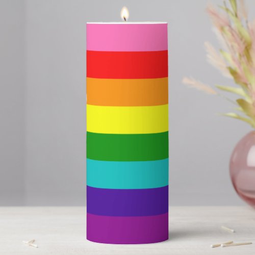 Rainbow Gay Pride LGBT Original 8 Stripes Flag Pillar Candle
