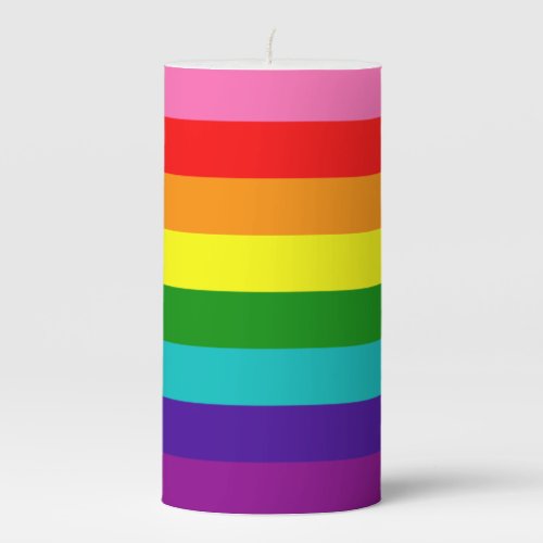 Rainbow Gay Pride LGBT Original 8 Stripes Flag Pillar Candle