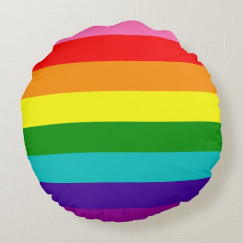 Rainbow Gay Pride LGBT Original 8 Stripes Flag Round Pillow