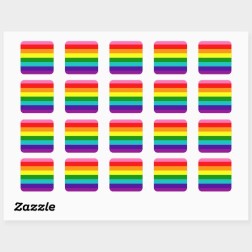 Rainbow Gay Pride Lgbt Original 8 Stripes Flag Square Sticker Zazzle