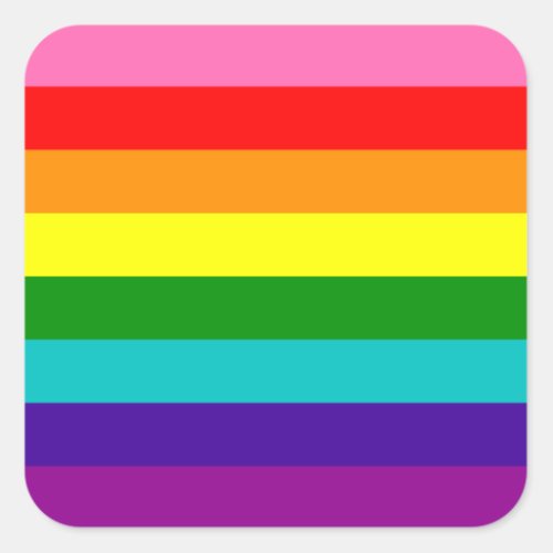 Rainbow Gay Pride LGBT Original 8 Stripes Flag Square Sticker