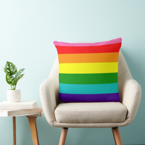 Rainbow Gay Pride Lgbt Original 8 Stripes Flag Throw Pillow Zazzle