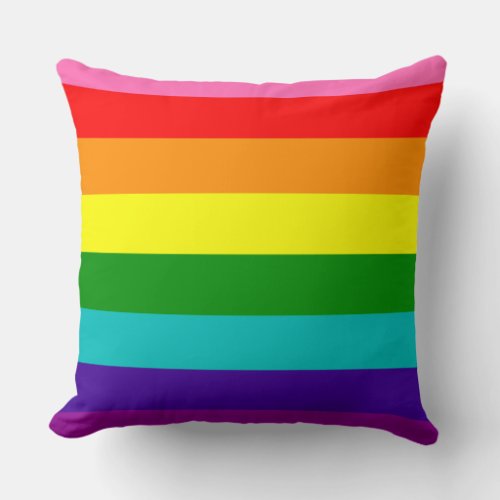 Rainbow Gay Pride LGBT Original 8 Stripes Flag Throw Pillow
