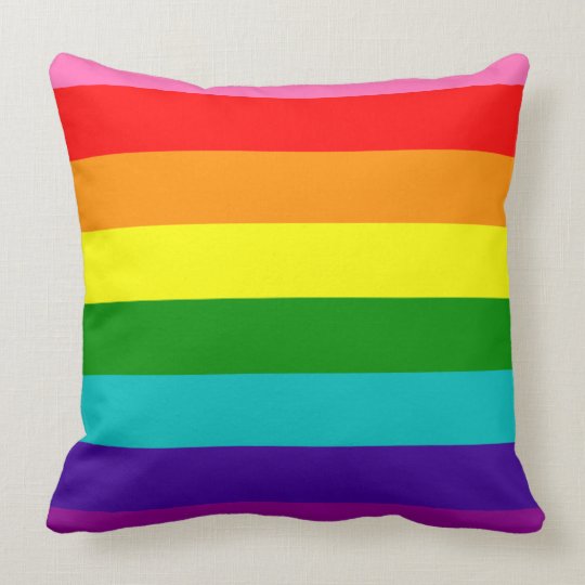 Rainbow Gay Pride LGBT Original 8 Stripes Flag Throw Pillow