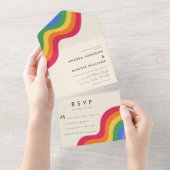 Rainbow Gay Pride LGBTQ Flag Colorful Wedding All In One Invitation (Tearaway)