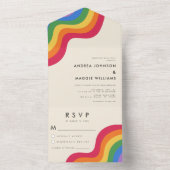 Rainbow Gay Pride LGBTQ Flag Colorful Wedding All In One Invitation (Inside)