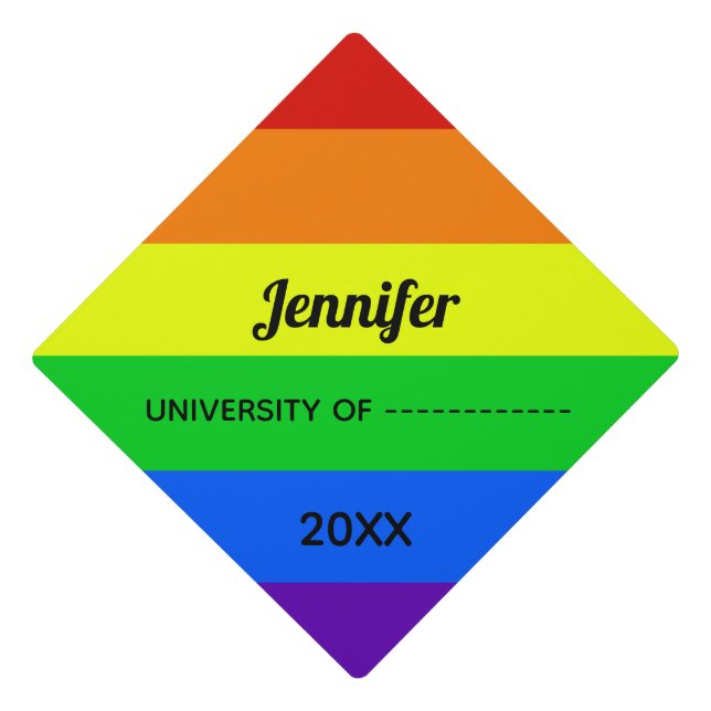 Rainbow Gay Pride LGBTQ Graduation Cap Topper (Front)