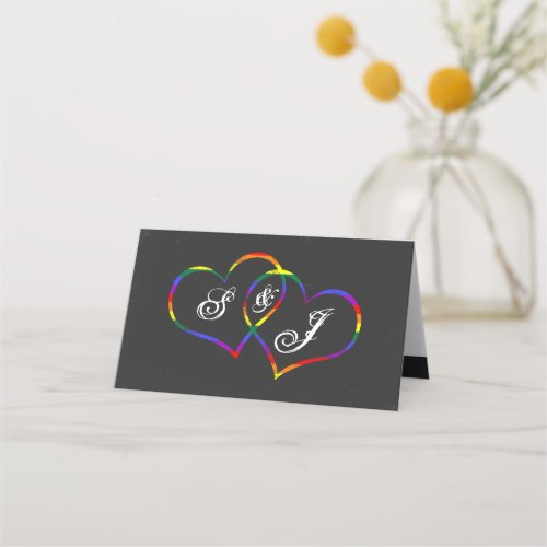 Rainbow Gay Pride Love Hearts Song Request Place Card