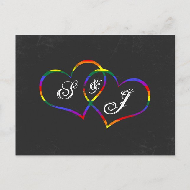 Rainbow Gay Pride Love Hearts Song Request Postcard (Front)