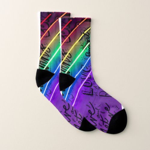 Rainbow Gay Pride Neon Sign Socks
