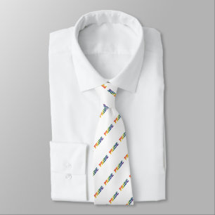Rainbow Gay Pride On White Neck Tie