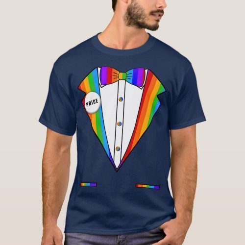 Rainbow Gay Pride Tuxedo  LGBT LGBTQ Pride Month T_Shirt