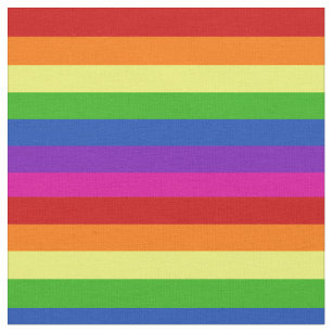 Rainbow Plaid Fabric Bright Colorful Stripes