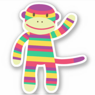 Rainbow Gay Sock Monkey Die Cut Sticker